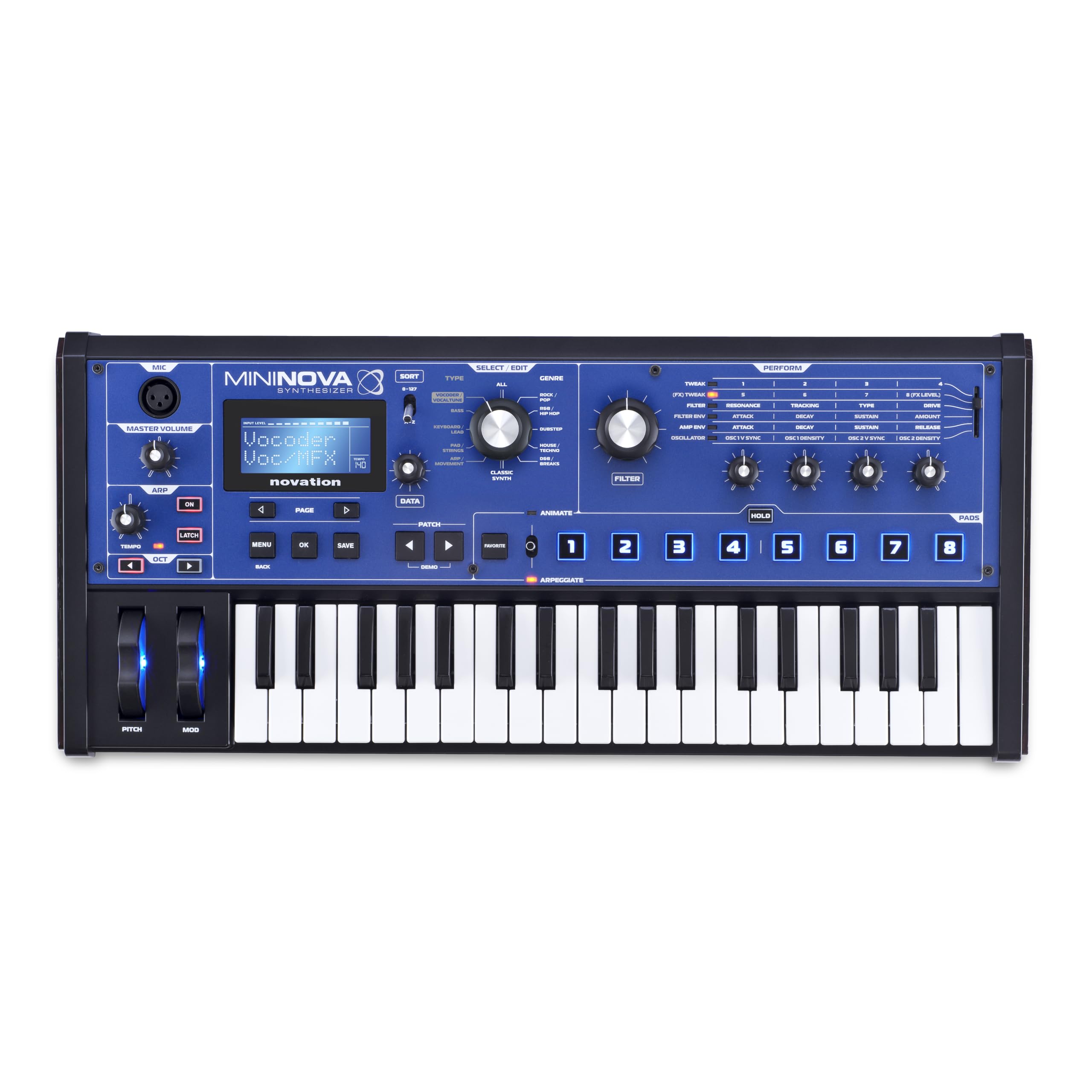 Novation MiniNova シンセサイザー 37鍵 マイク付 Novation Mininova MiniNova Analog Modeling Sythesizer (Blue